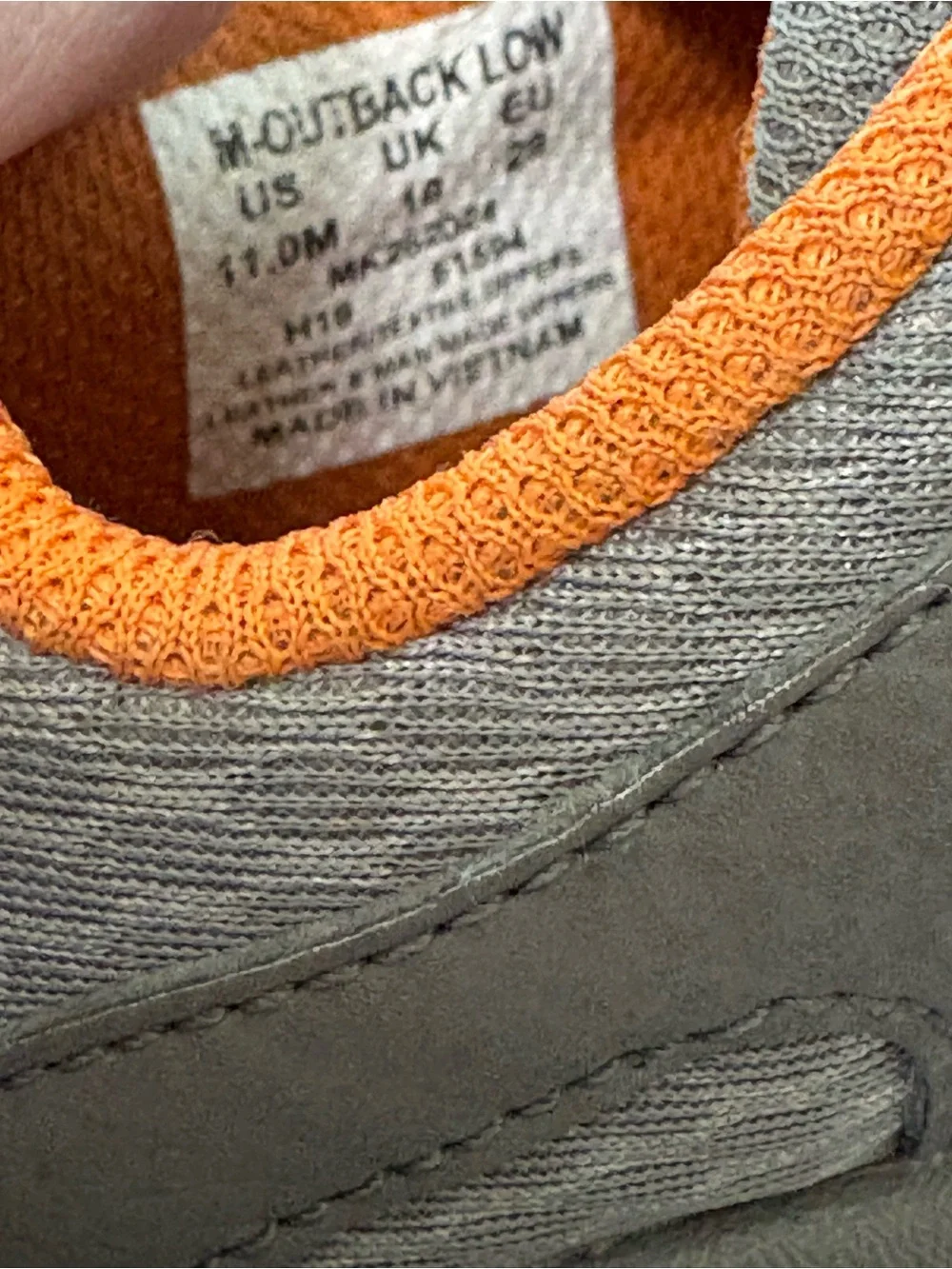 Merrell Kids Outback Low Hiking Shoes Size 11 Grey Orange Sneaker MK262024